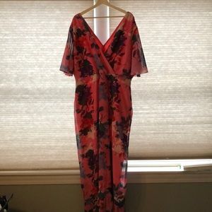 Pink floral maxi dress